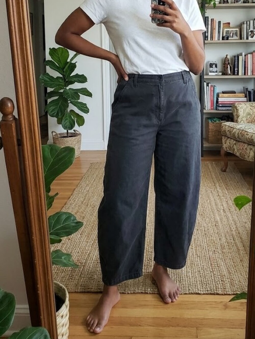 Aerie Barrel Leg Pants In Charcoal Size Medium - Picture 2 of 4
